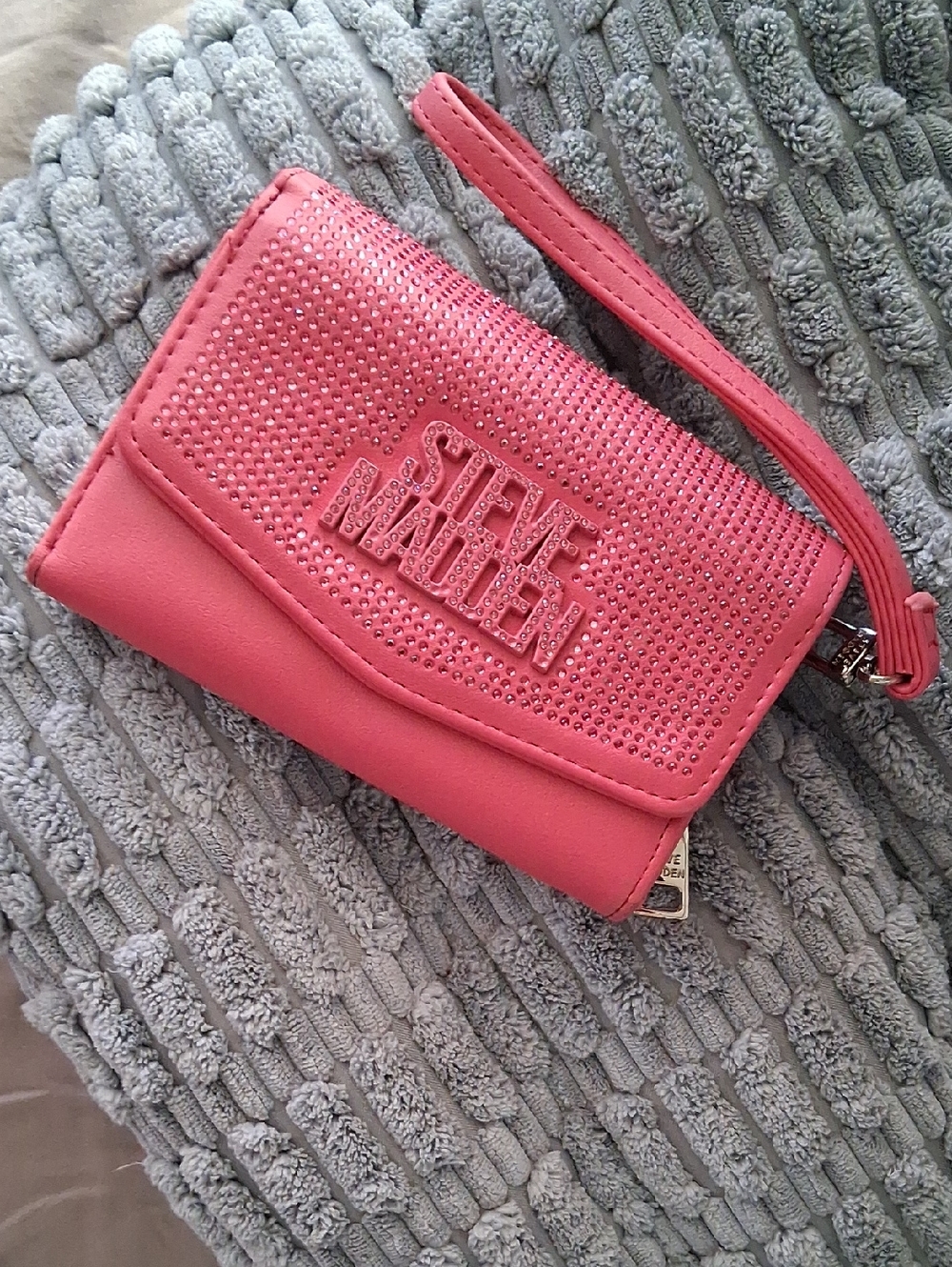 Steve Madden Coral Pink Wristlet Clutch with Stud Accent